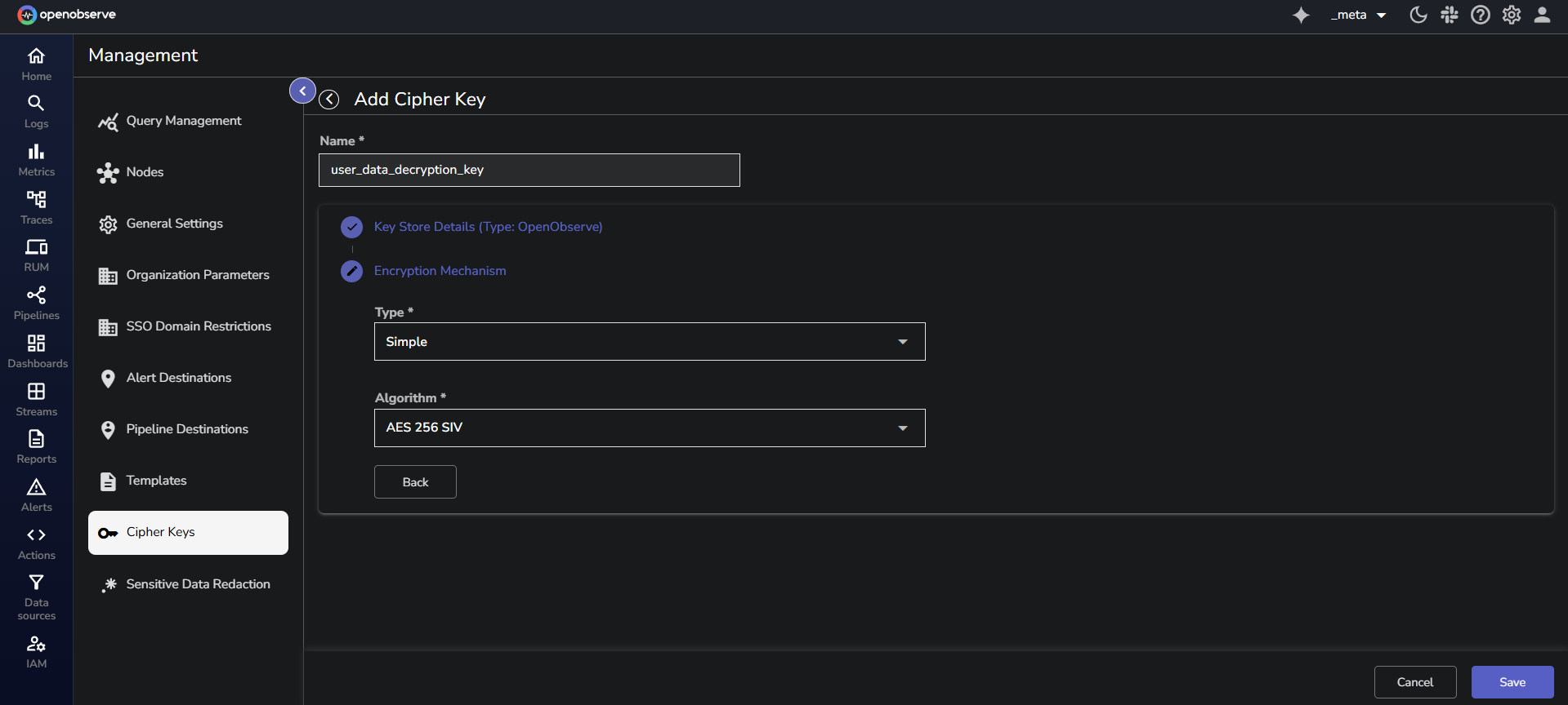 Cipher keys encryption mechanism