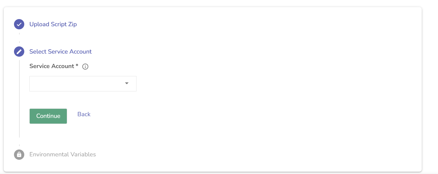 select the service account