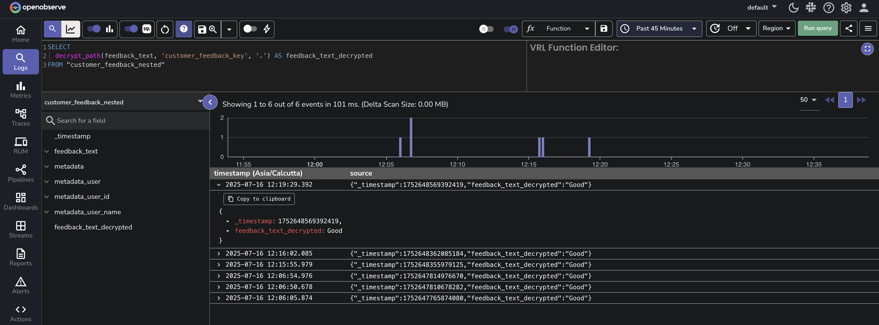 Decrypt a top-level field