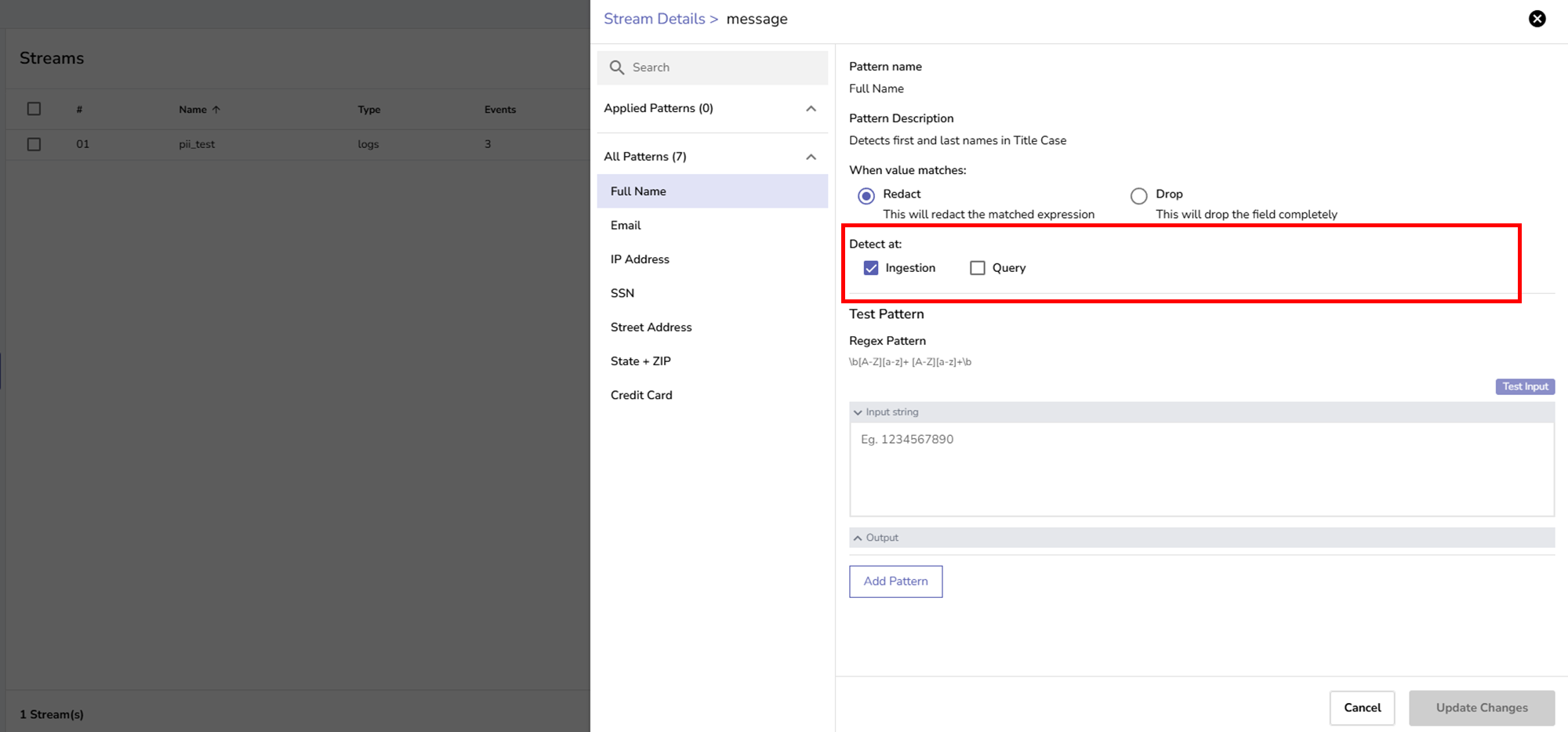 Regex pattern execution time