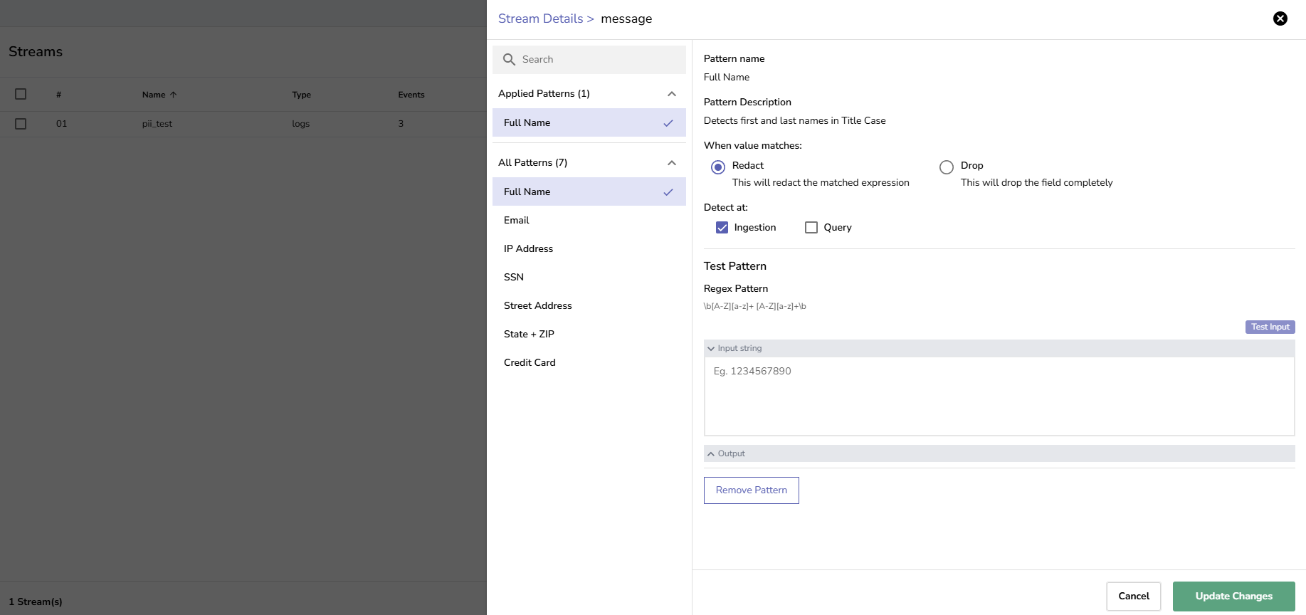 Update regex patterns