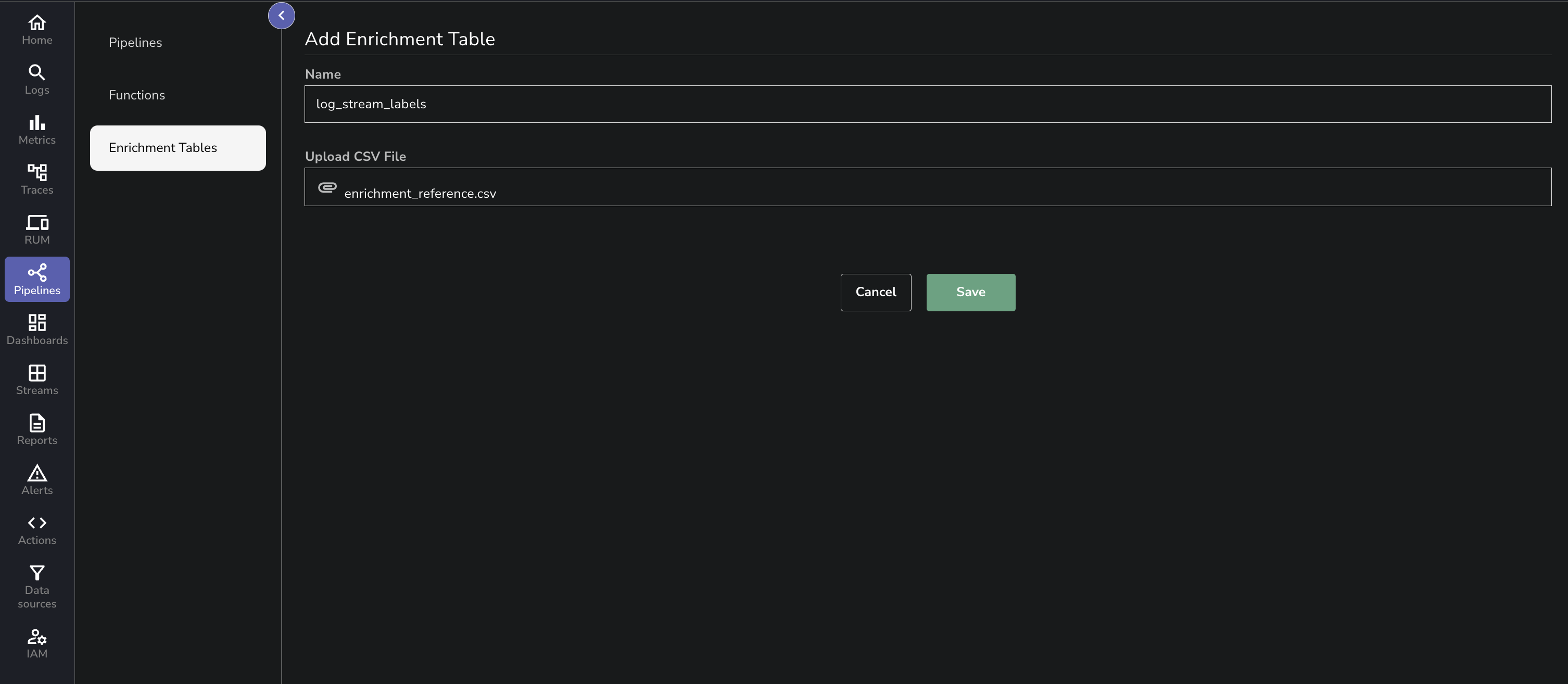 Upload the Enrichment Table