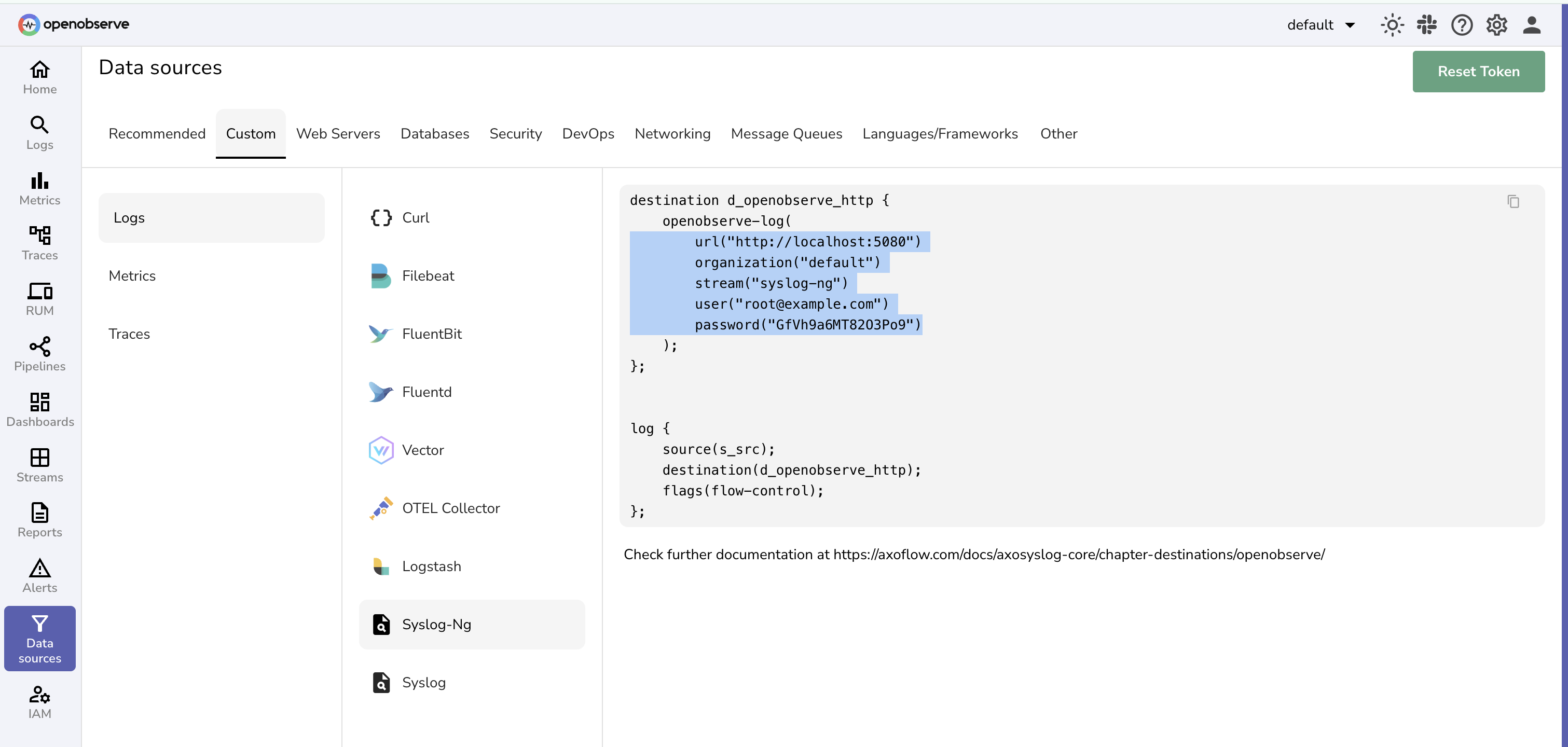 Get OpenObserve Ingestion URL and Access Key