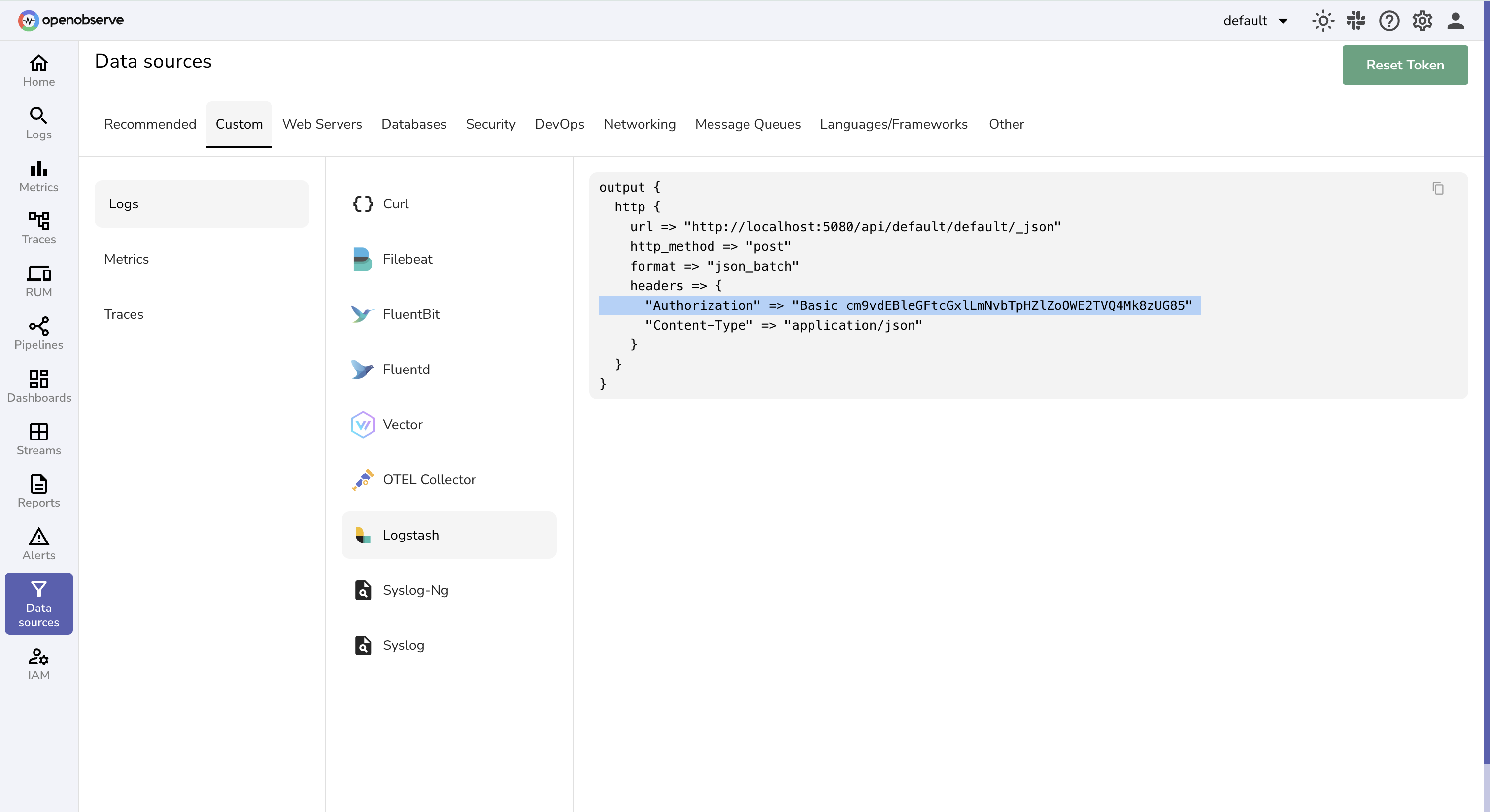 Get OpenObserve Ingestion URL and Access Key