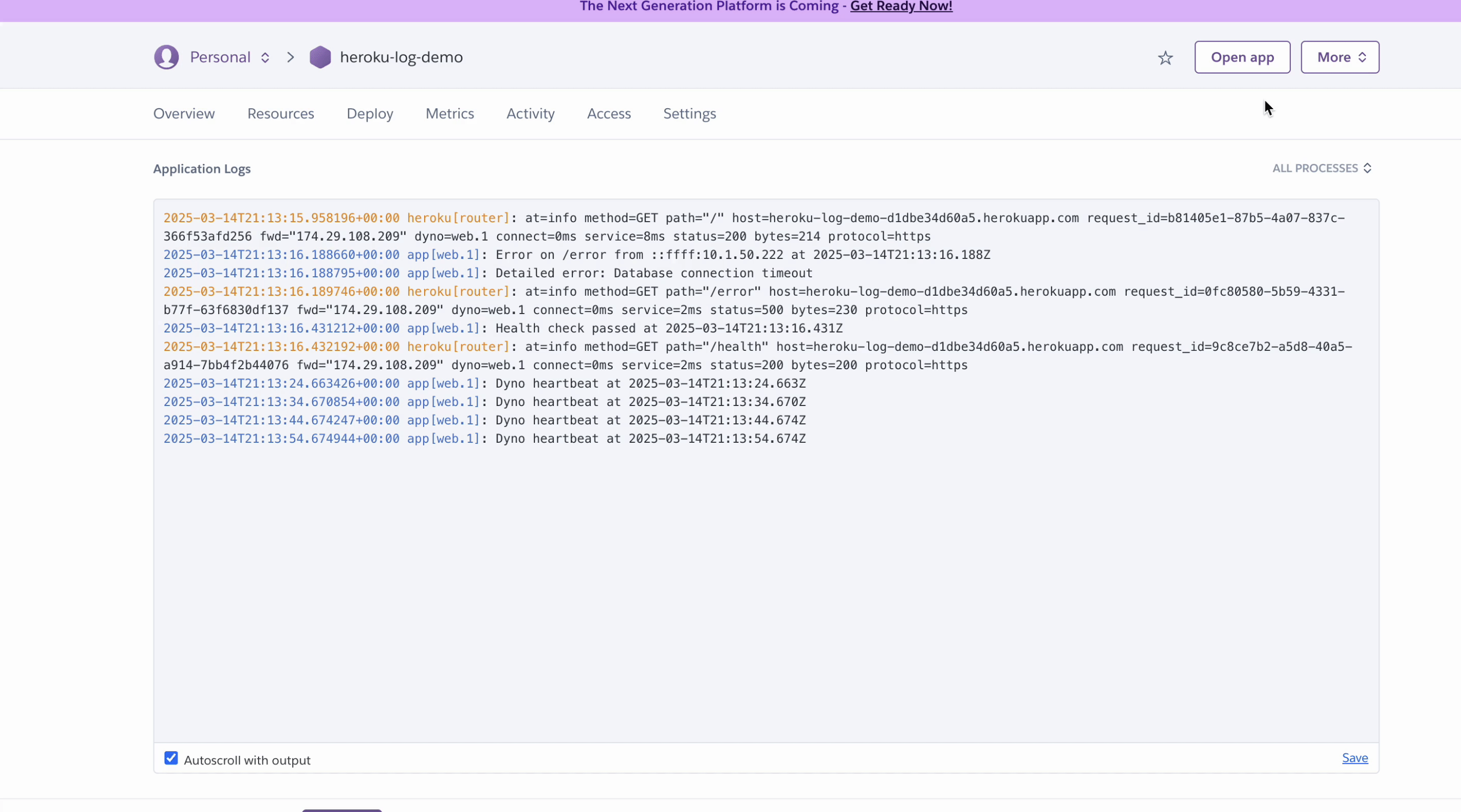 Heroku logs