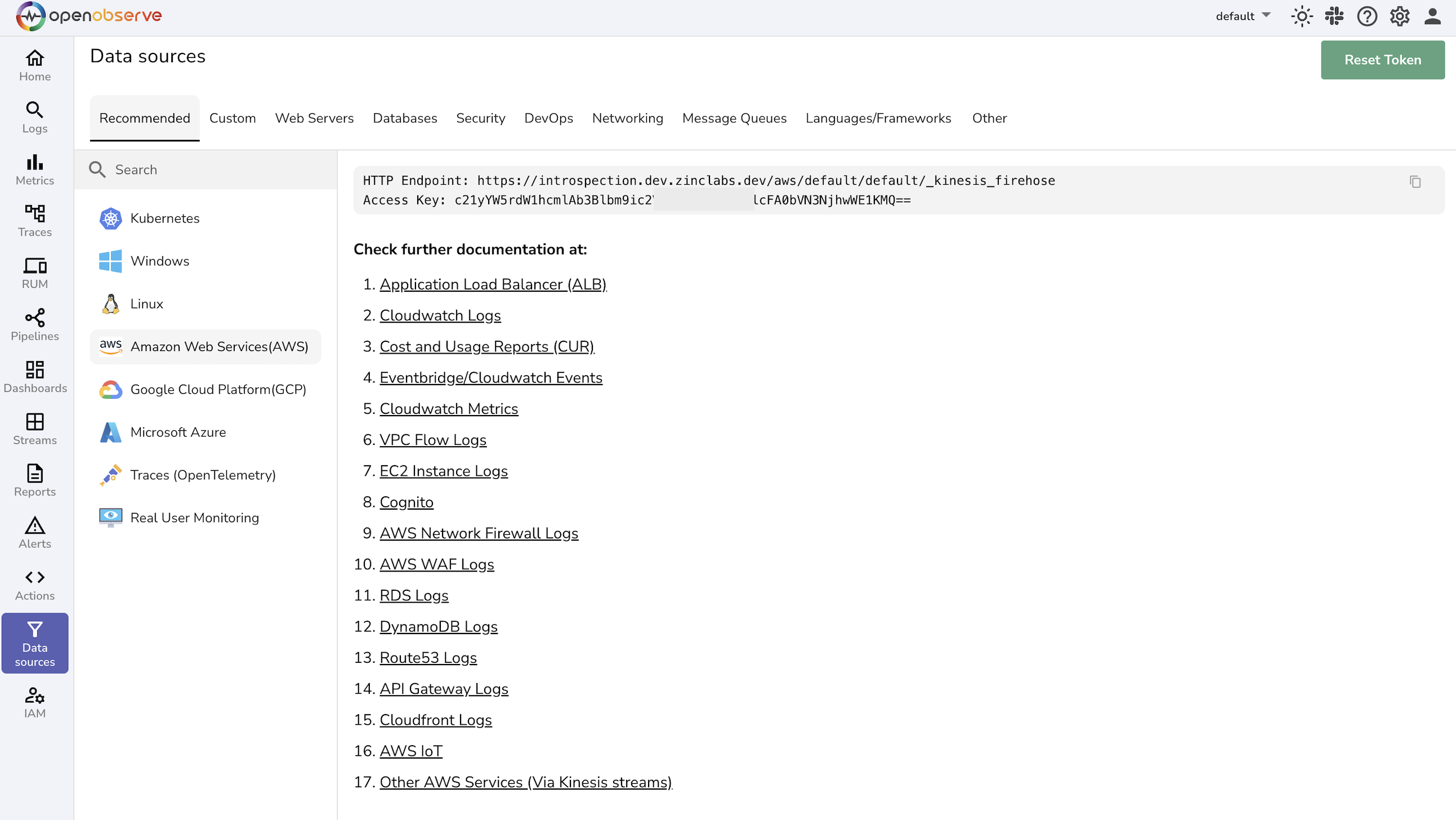 Get OpenObserve Ingestion URL and Access Key