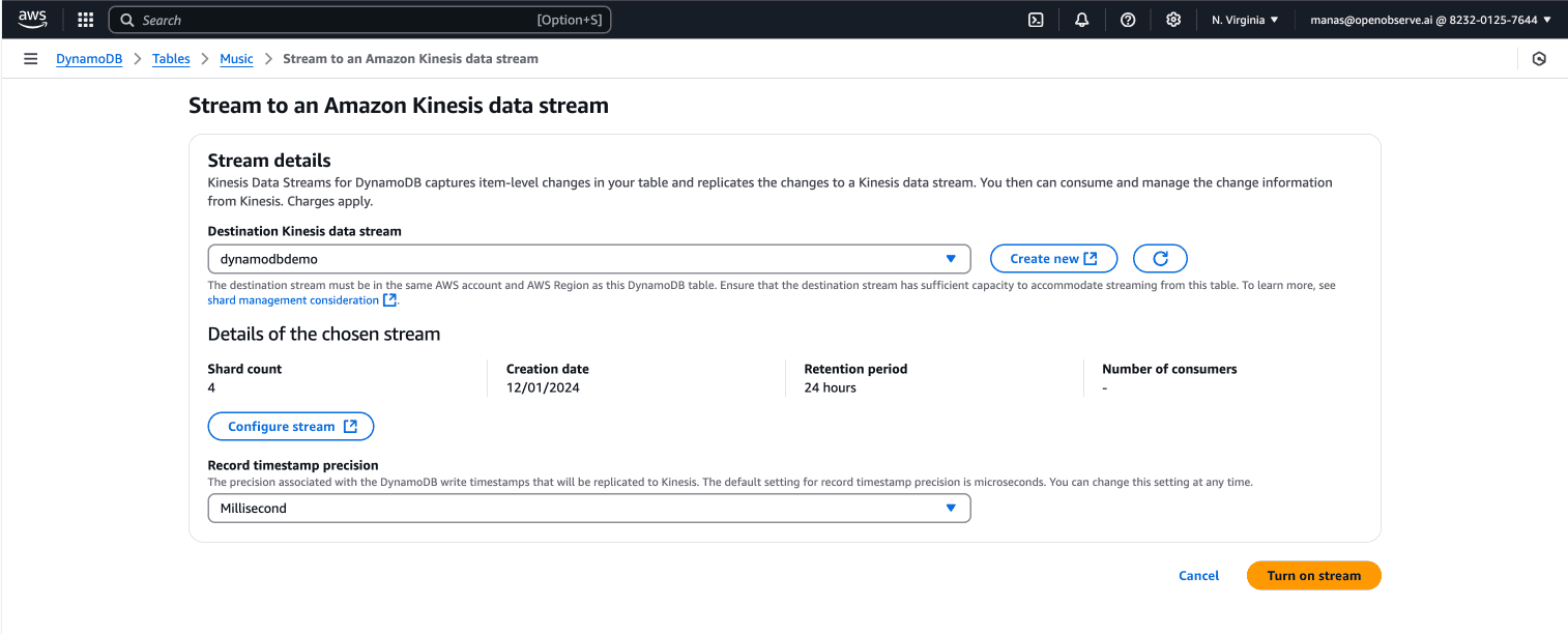 Enable Kinesis Stream