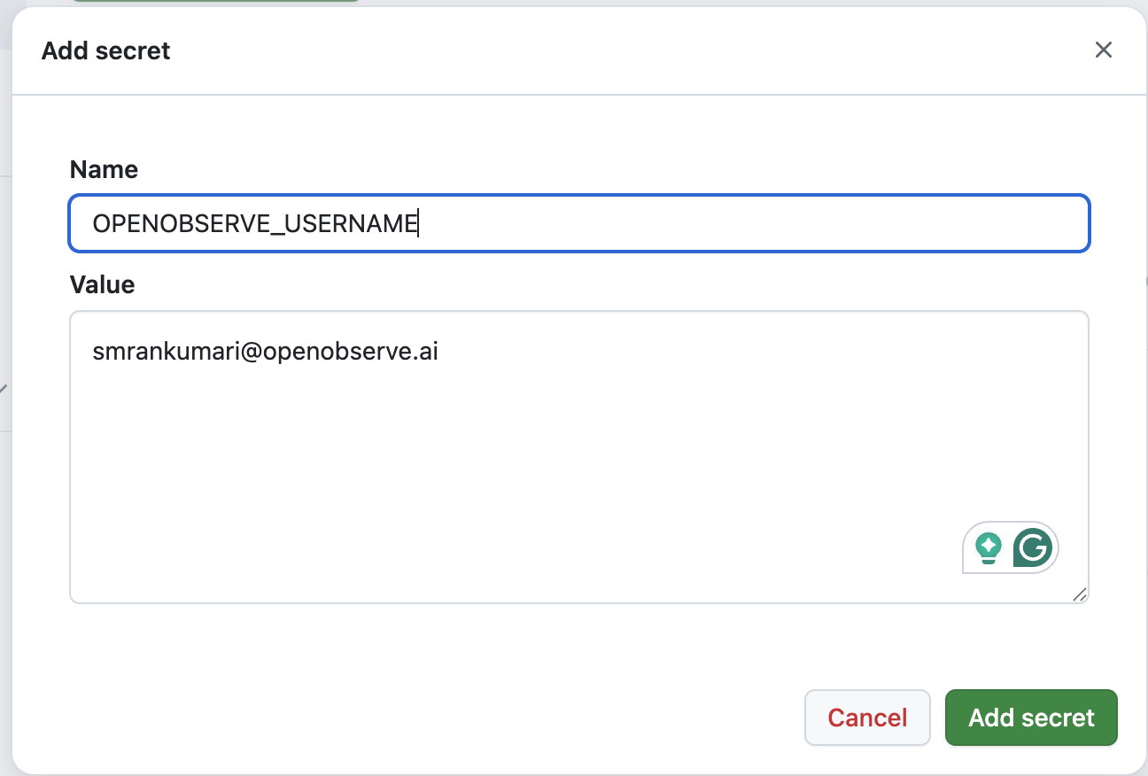 Add Secrets to GitHub Environment