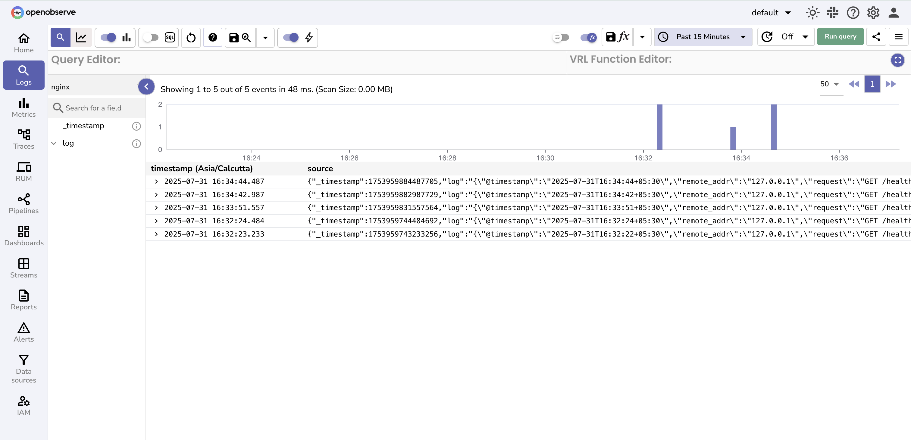 Verify Logs in Openobserve